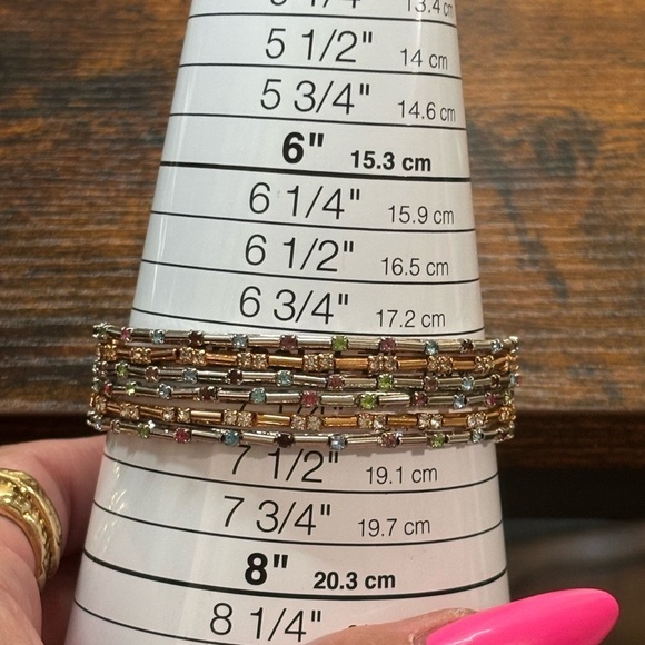 Bangle bracelet silver and gold tone rhinestone-Set - Picture 5 of 9